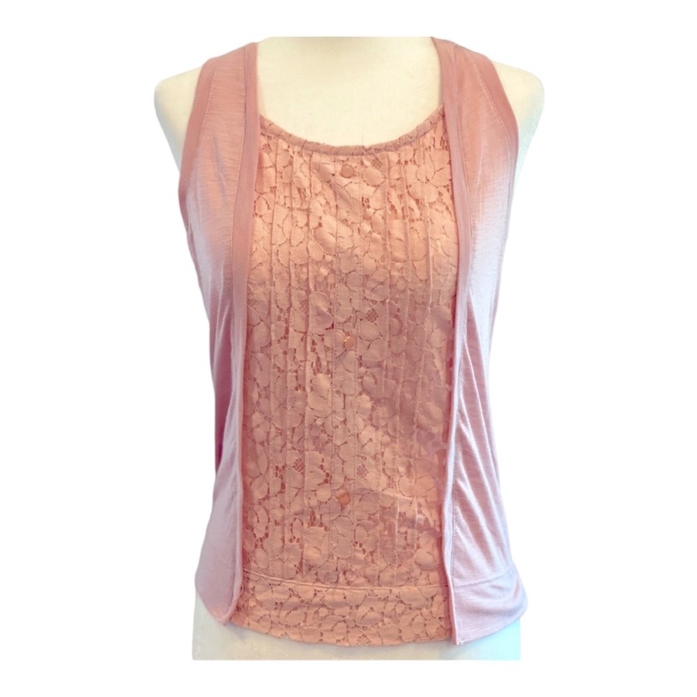 Pink Chloe K. Tank with lace detail